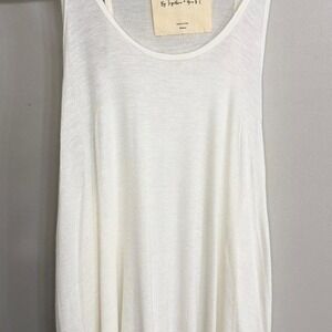 By Together You & I Womens White Scoop Neck Flowy Tank Top Made in USA Large